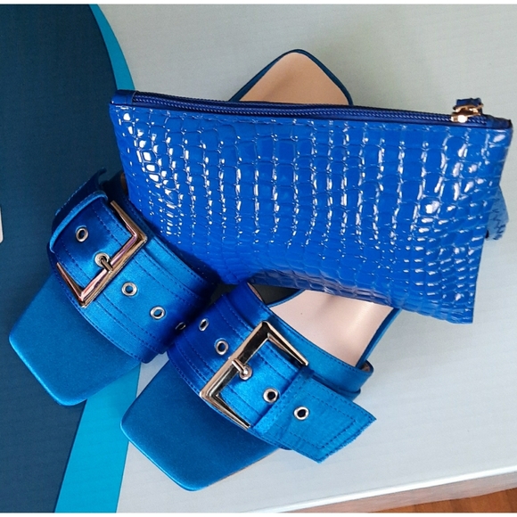 Royal Blue Chunky Mule Sandal - Picture 3 of 3